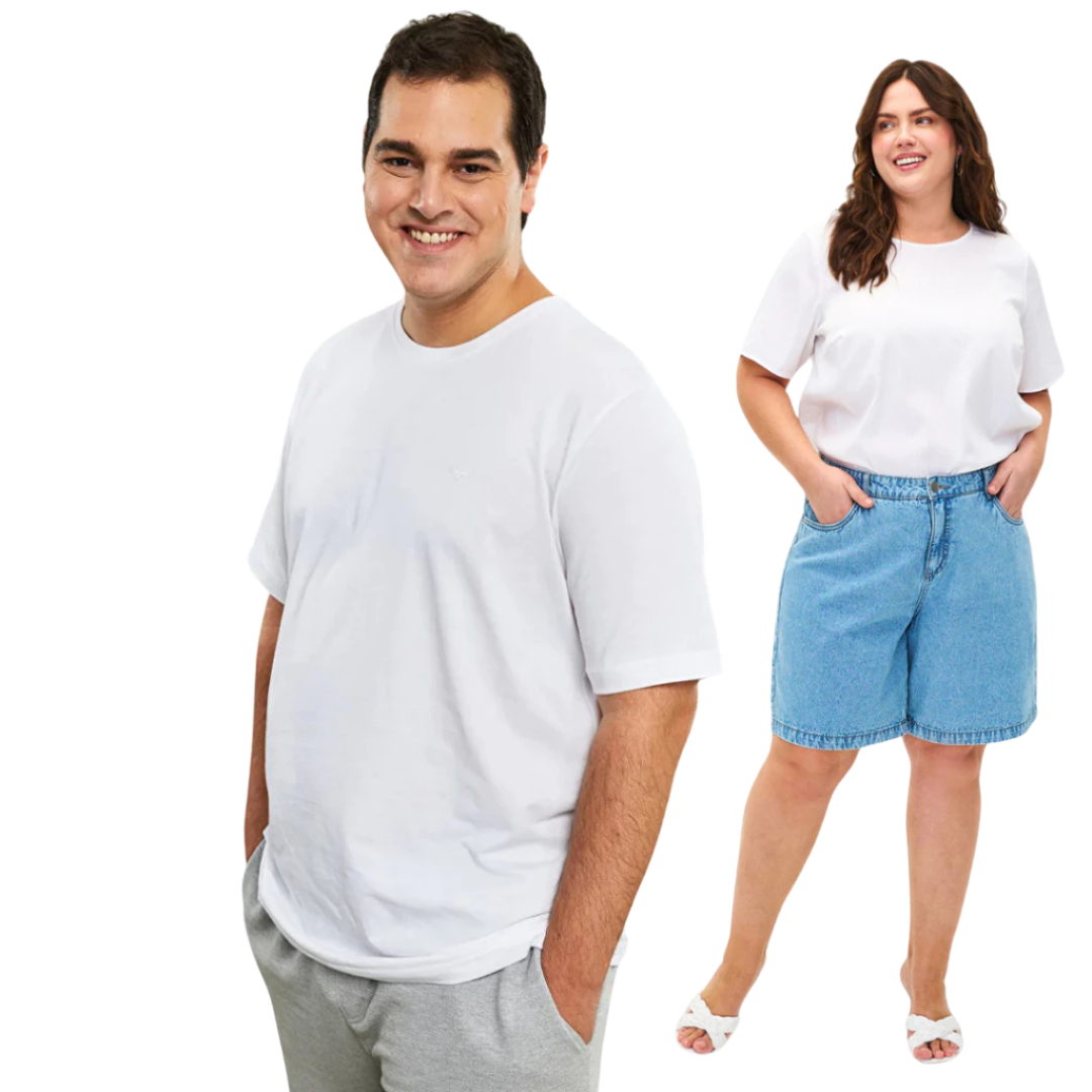 OFFIKA Plus Size Classic T-Shirt 100% Cotton Basic Plain Tops for Men & Women